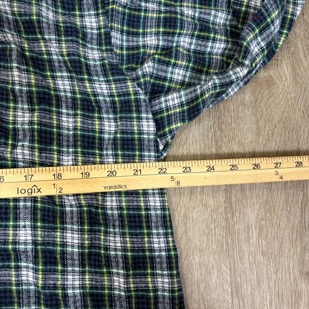MAGEE Ireland Grandfather Flannel Popover Shirt Men's Size XL Green Plaid Cotton